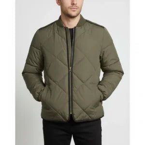 Men’s Mustard Quilted Puffer Jacket Lightweight Winter Wear with Front Zip