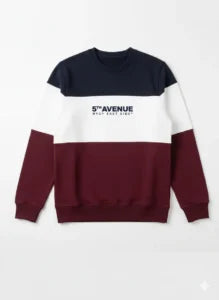 Men’s Color-Block Fleece Sweatshirt Navy, White & Maroon | Winter Casual Wear